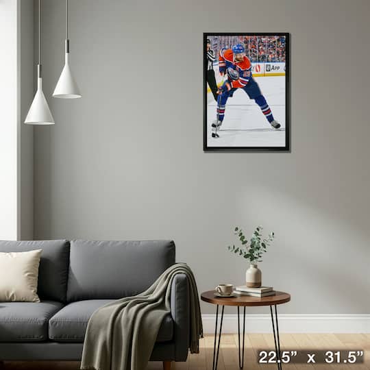 Leon Draisaitl 20" x 29" Framed Canvas Oilers Action-V 22.5" x 31.5"